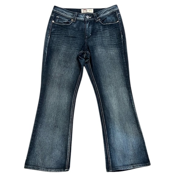 Retro LEI Sophia Hipster Flare Jean Dark Blue  Whispered Flap Pockets 13S/29”L - Picture 1 of 13